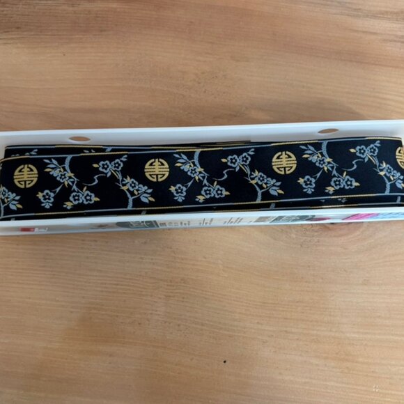 Vintage Sewing Trim Asian Cherry Blossom Print 5 yds - Picture 2 of 9